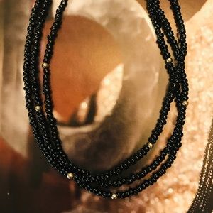 Silpada Sterling Silver Black Onyx Beaded Three Strand Necklace